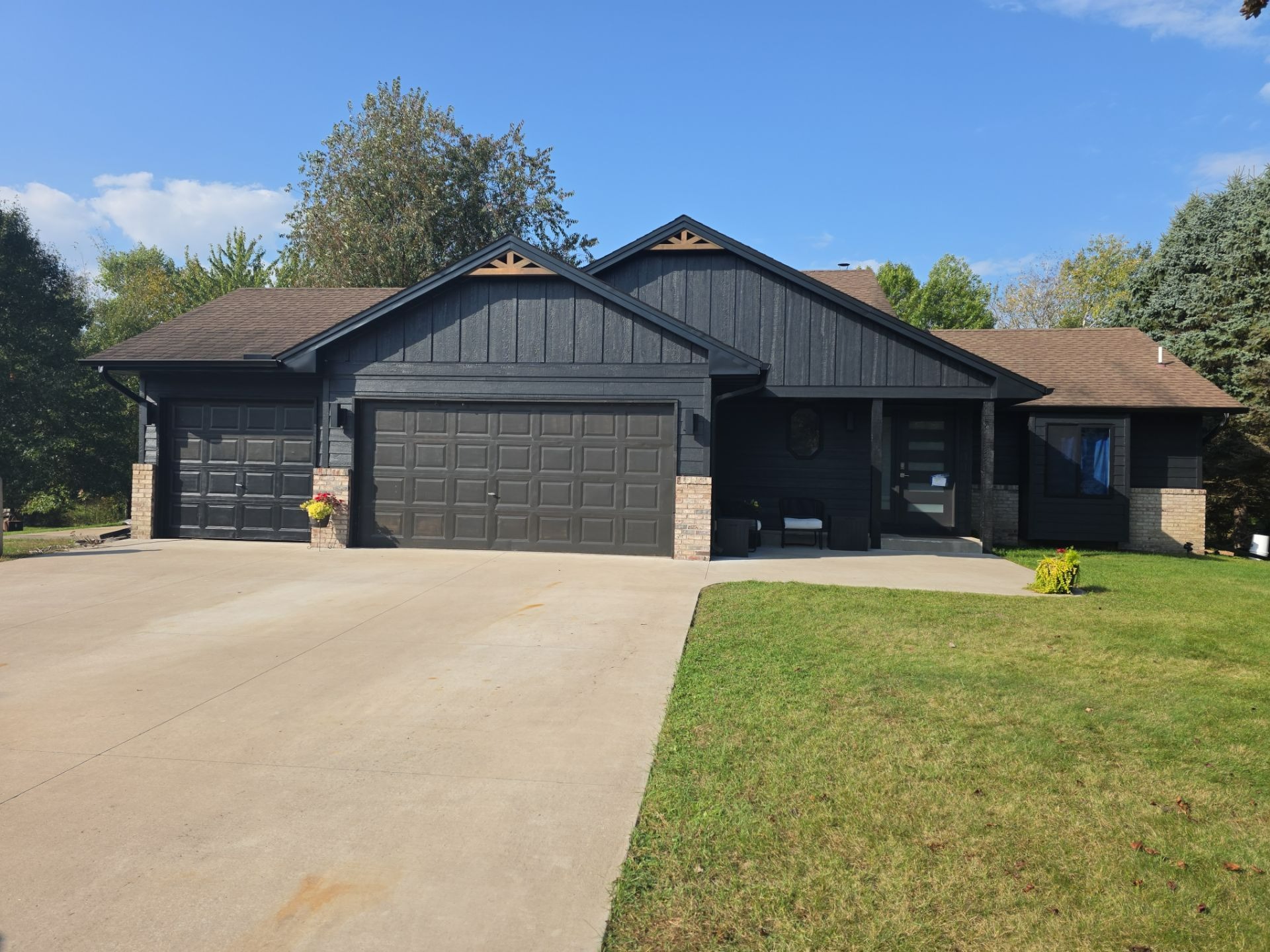 Dark board and batten style home