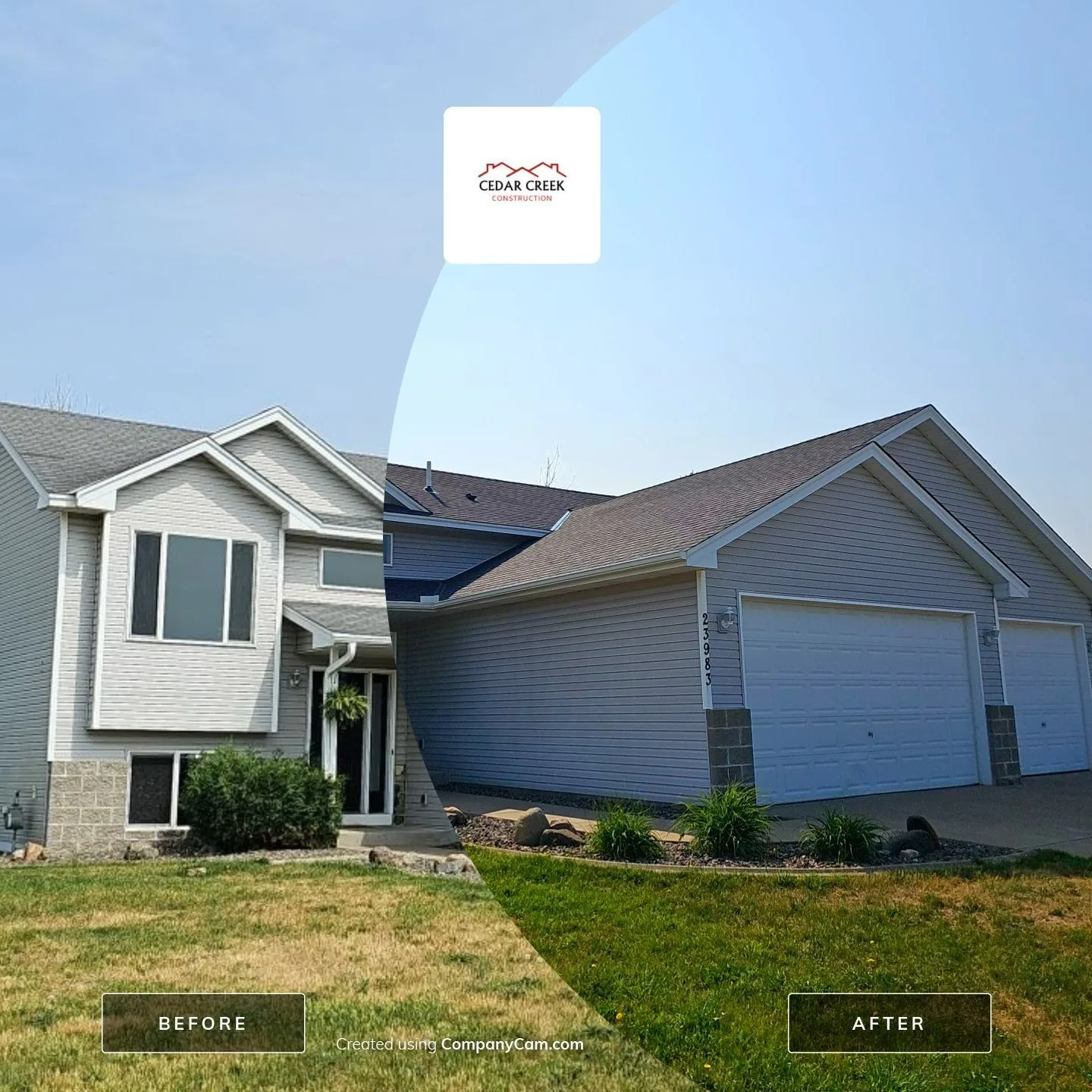A completed roof replacement on a Minnesota home